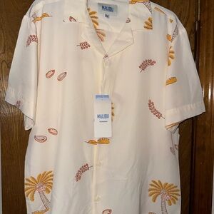 Malibu Men's Cream and Orange Casual Shirt